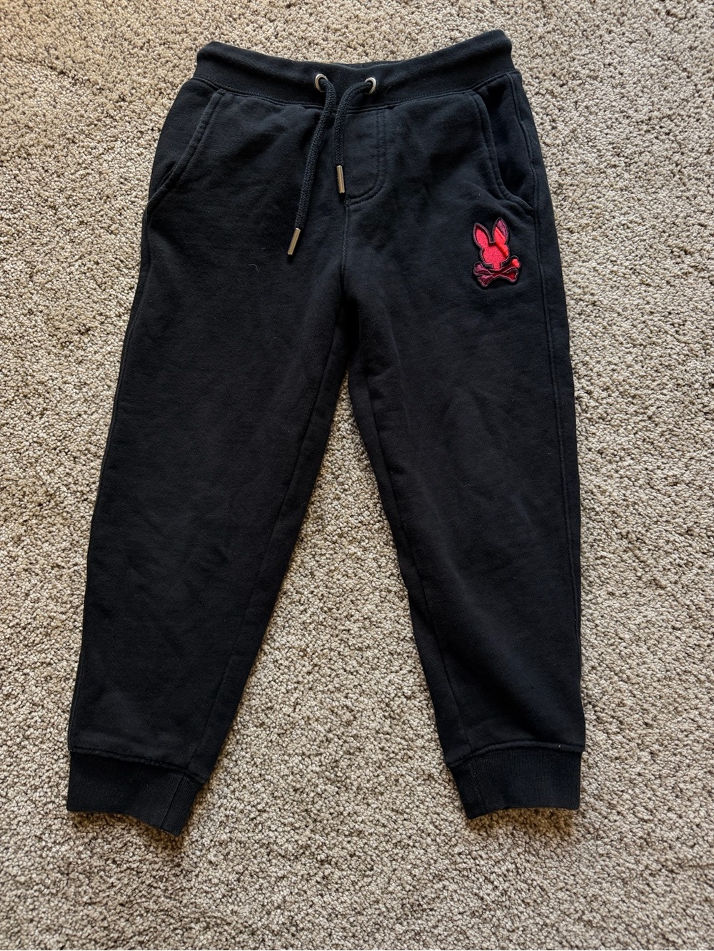 Psycho Bunny Kids Black Jogger Sweatpants XS 5/6